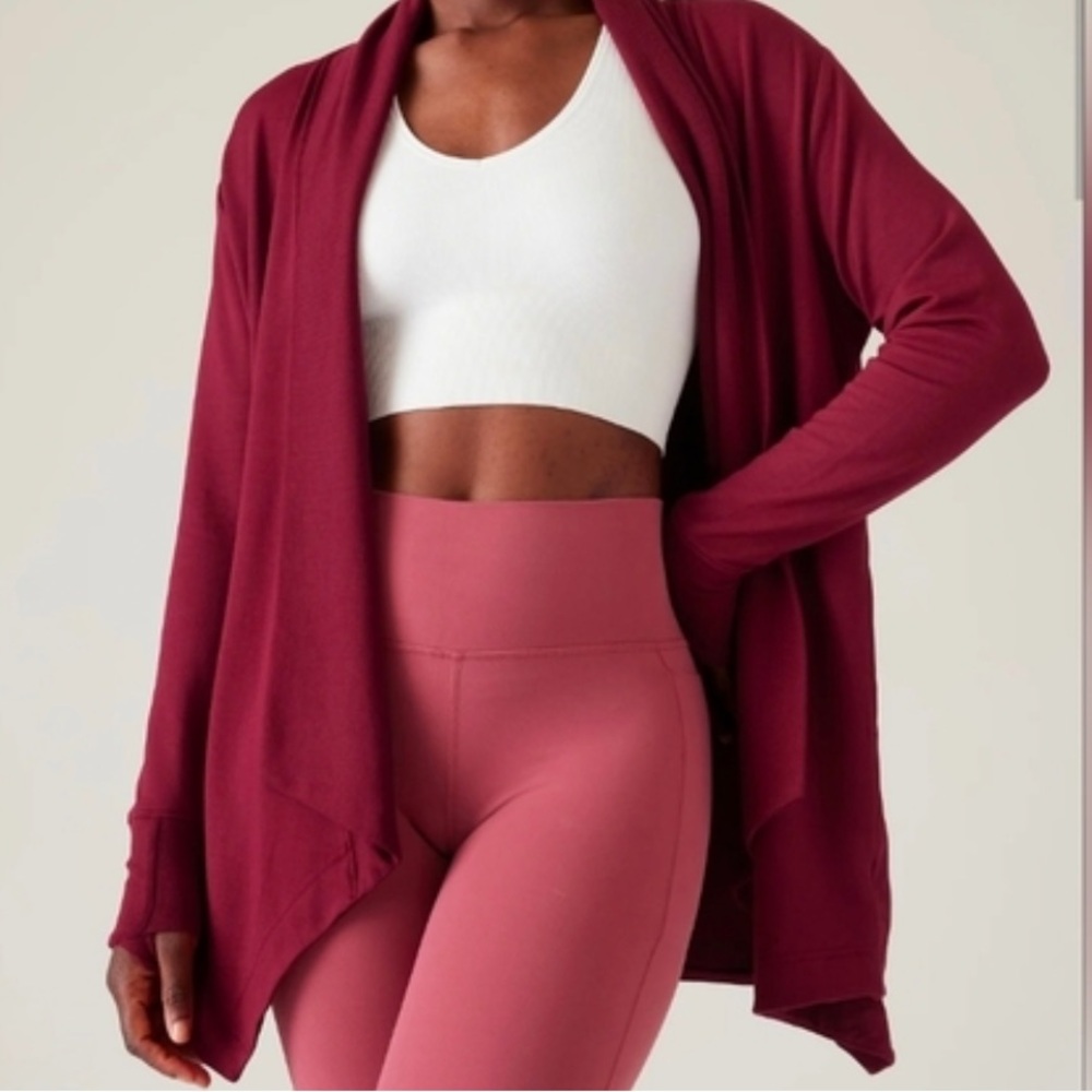 Athleta Pranayama Coffeeberry Modal Wrap Cardigan Size XSmall